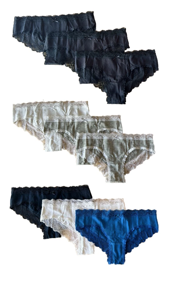 Damen Brazilian Slip Unterhose mit Spitze 3er-Pack Gr. XS, S, M, L, XL - Bild 1 von 1