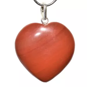 Ciondolo Cuore Diaspro Brecciato Rosso Carica + Catena 20" + Cuore Selenite - Foto 1 di 8