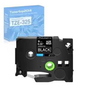 White on Black 9mm Tape For Brother P-touch TZ-325 TZe-325 PT-D210 Label Maker - Picture 1 of 8
