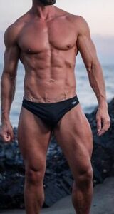 SPEEDO MENS 8cm Swimming Briefs Trunks Size 22 3XL 100cm/40" 8cm seam Black