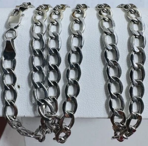 18K 750 White Fine Gold Cuban Curb Men Womens Necklace 23.5”/24”Long 5.5mm 11.2g - Picture 1 of 24