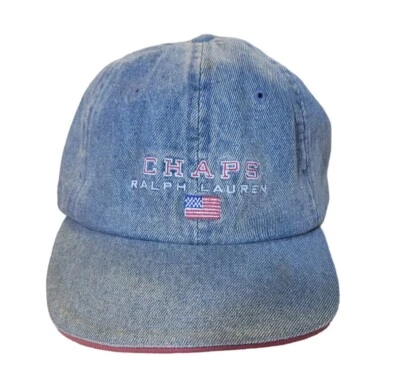 Sombrero Vintage Años 90 Bordado Denim Estilo CHAPS RALPH LAUREN Talla Única Foto 1 de 4