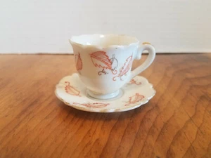 Pequeña Mini Taza y Platillo Demitasse Pintado a Mano Hojas Japón IMPERFECTAS - Imagen 1 de 6