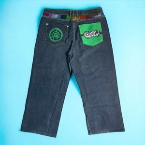 COOGI Y2K Jeans Hombre 40x34 Azul Denim Hip Hop Suelto Bordado Arco Iris Bolsillo - Imagen 1 de 15