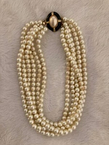 Vintage Carolee Lux Gold Tone Multistrand Faux Pearl Necklace Signed Classy - Picture 1 of 6