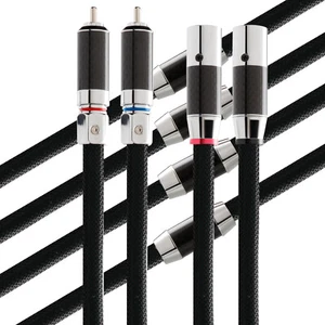 Pair HiFi 99.998% OFC Copper Silver Plated Cables W/ RCA to XLR Male/Female Plug - Picture 1 of 23