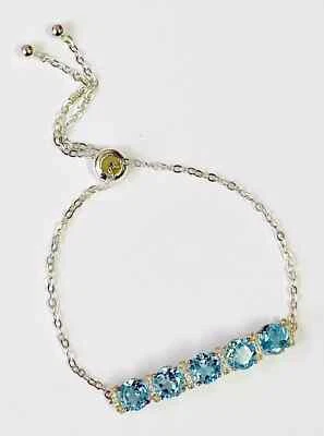 HSN Sevilla Sterling Silver "Shades Of Blue" Gemstone Blue Topaz Bolo Bracelet Foto 1 de 4