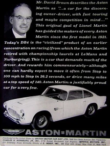 Mr. David Brown 1962 Aston-Martin DB4 Original Print Ad 8,5 x 11" - Bild 1 von 8