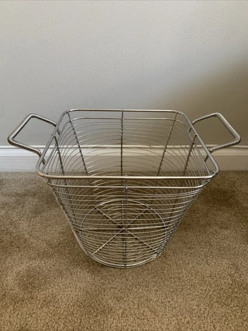 Wire egg basket with handles, decorative farmhouse chic, chrome silver Cover