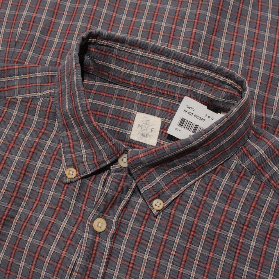 Camisa de vestir GMF NUEVA SIN ETIQUETAS talla 40 15,75 en gris/rojo/bronceado a cuadros 100 % algodón Foto 1 de 4