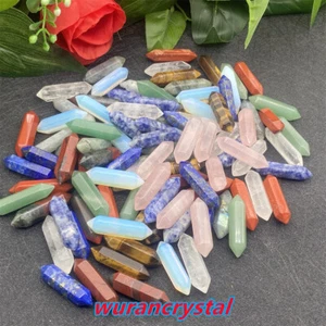 100pc Mix Natural Mini Obelisk Quartz crystal Wand Double Point Reiki Healing - Picture 1 of 12