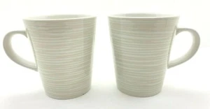 2 Mugs ~ DANSK Tronada Crema Mug Coffee / Tea Mugs ~ White & Tan ~ EUC - Picture 1 of 8