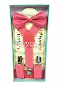 New Matching Clip-on Suspender + Bowtie for Kids Toddler Boys Girls w/ Gift Box - Picture 1 of 75