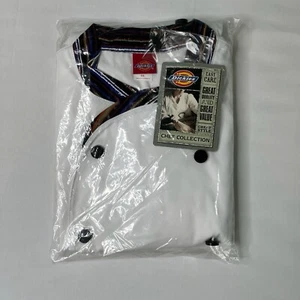Dickies Chef Coat Classic 10 Button Executive Contrast Trim Underarm Vent Sz 44 - Picture 1 of 14