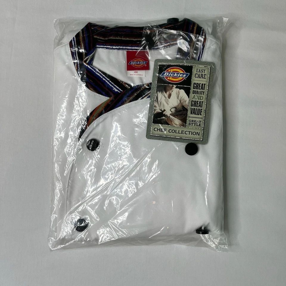 Dickies Chef Coat Classic 10 Button Executive Contrast Trim Underarm Vent Sz 44 - Image 1 of 4