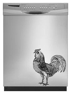 Rooster Detailed Kitchen Decal Sticker Refrigerator Dorm Fridge Retro Freezer - Picture 1 of 2
