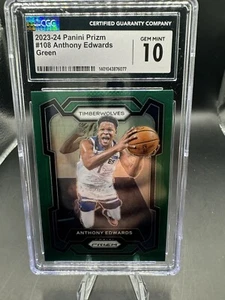 2023-24 Panini Prizm #108 Anthony Edwards Green Prizm CGC 10 GM Timberwolves - Picture 1 of 2
