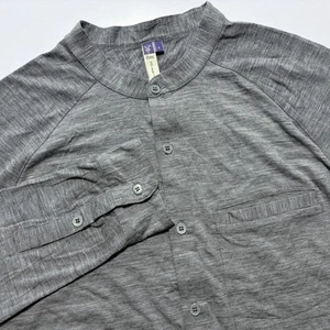 Ibex Merino Wool Shirt Button Up Mandarin Collar Long Sleeve USA Large (READ) - Picture 1 of 19