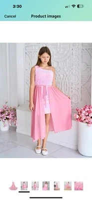 Maxi Vestido Mameluco Niñas Floral Encaje Estrás Maxi Vestido Fiesta de Cumpleaños Vestido Foto 1 de 4