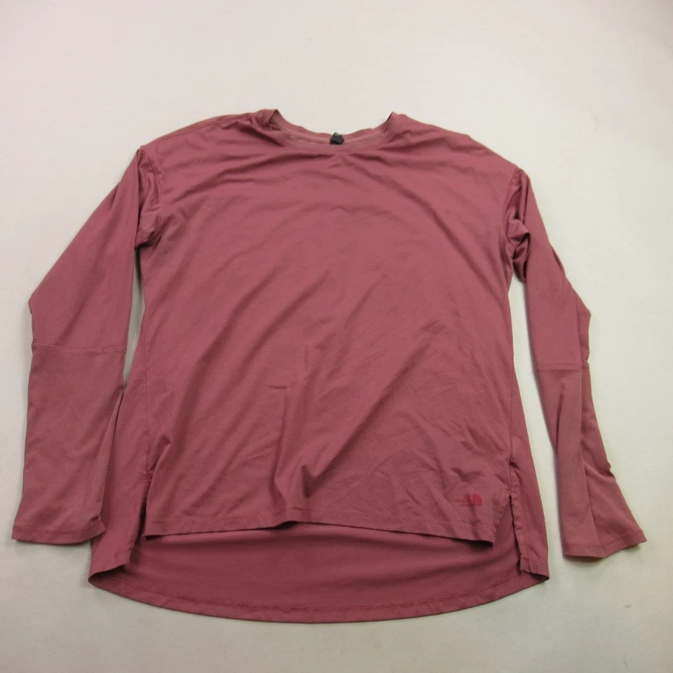 Рубашка женская North Face большая розовая с длинным рукавом легкий вырез лодочкой - Изображение 1 из 4