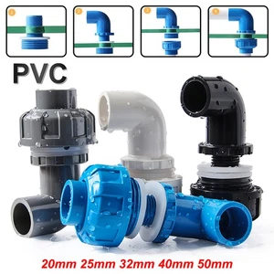 PVC Fitting Durchführung Winkel Verschraubung Rohrverbinder Aquarium 20mm - 50mm - Picture 1 of 12