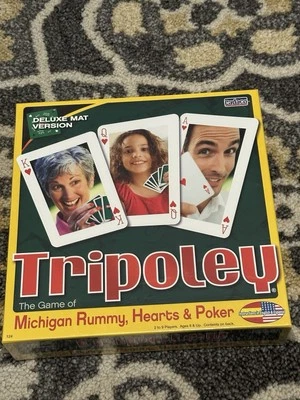 全新未拆封 Tripolley 棋盘游戏 豪华垫 密歇根 Rummy Hearts 扑克牌游戏 — 第 1/3 张图片