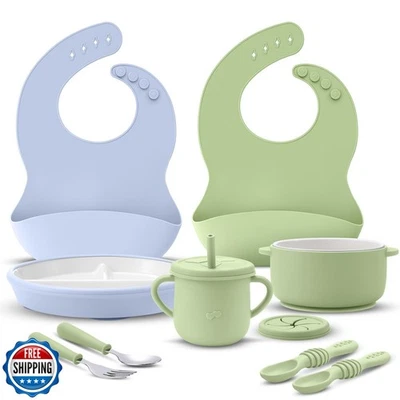 Teenyyou 9-teiliges Porzellan Kinder Teller und Schüsseln Fütterungsset mit Saugnapf, Cera - Bild 1 von 4