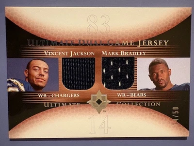 2005 Vincent Jackson/Mark Bradley UD Ultimate Dual Game Jersey - 14/50 - Image 1 of 2