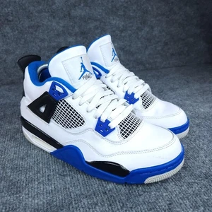 Air Jordan 4 Retro Motorsports Shoes GS Youth Size 6.5Y White Blue 408452-117 - Picture 1 of 18
