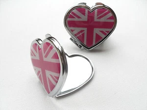 Pink Jubilee Union Jack COMPACT MIRROR Handy make up pocket cosmetic mirror - Picture 1 of 1