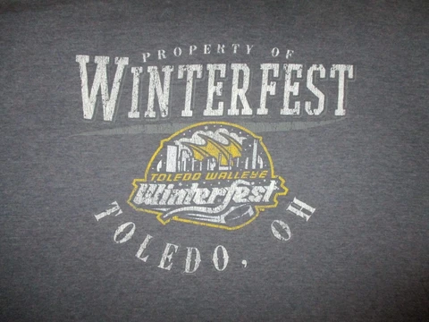 TOLEDO WALLEYE WINTERFEST T SHIRT Minor League Hockey Outdoor Game LARGE SHORT Cover