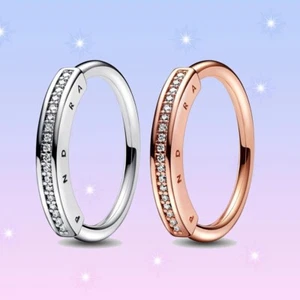 Pandora Logo Anello iconico con pavé I-D 925argento per le donne regalo - Foto 1 di 4