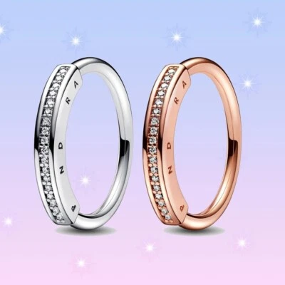 Pandora Logo Anello iconico con pavé I-D 925argento per le donne regalo - Immagine 1 di 4