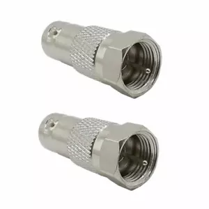 2 Pcs BNC Female to F Type Male Coax Coaxial Cable Adapter Connector CCTV Lot - Picture 1 of 2