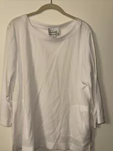 LINEA by LOUIS DELL OLIO Size L Short 3/3 Sleeve Top WHITE pre-OWNED - Picture 1 of 3