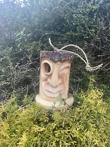 ChiselCraft Green man Full Log Wood Carving, Bird Feeder/ House Gothic One Eye - Picture 1 of 7