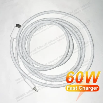 USB C to Type C PD 60W Braided Cable Data Fast Charger For Samsung iPhone 15 16 - Image 1 of 4