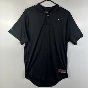 Vintage Nike Shirt Mens Med Red Label Golf Polo Henley Swoosh Black Athleisure - Picture 1 of 10
