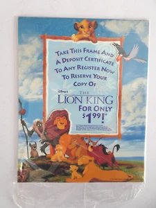 Vintage Disney THE LION KING Picture Frame Movie VHS Promo New 1995 - Picture 1 of 4