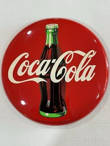 COCA-COLA VINTAGE FOUNTAIN SIGN 12”ROUND METAL TACKER TYPE “THE GOOD OLD DAYS “ - Picture 1 of 7