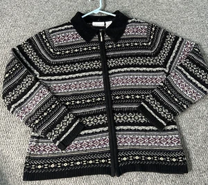 Vintage Grandma Full Zip Sweater Women’s Size M Full Zip Croft Barrow - Picture 1 of 11