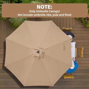 9ft Umbrella Replacement Canopy Cover with 8 Ribs for Outdoor Market Tan - Picture 1 of 8