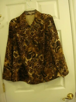 Chaqueta Mujer Notaciones Leopardo Estampado Floral Marrón y Negra Talla 1X Foto 1 de 4