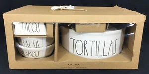Rae Dunn Tortilla Wärmer Salsa Guacamole Schüsseln Tacos Halter Set 5 Neu im Karton - Bild 1 von 12