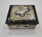 Vtg Japanese Hand Painted Porcelain Dragon Moriage Trinket Box w/Lid
