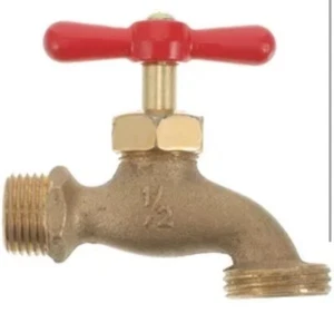 THEWORKS Brass Threaded Hose Bibb 1/2 " MIP Inlet x 3/4" MHT Outlet - Picture 1 of 5