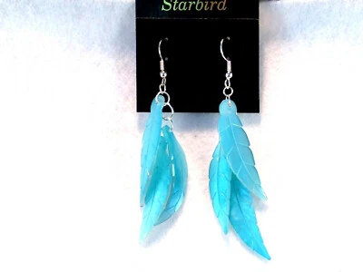   ПЕРЛАМУТР РАКУШКИ ПОДВЕСКОЙ ЛИСТ СЕРЬГИ МНОГО ЦВЕТОВ 80-Х ВИНТАЖНОЕ СЕРЕБРО - Изображение 1 из 4