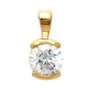 Pendentif Solitaire Plaqué Or et Oxyde Zirconium - NEUF - CHAÎNE en OPTION - Imagen 1 de 10