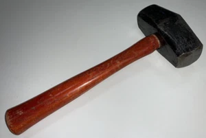Ancien marteau de perçage Plumb 3lb maçons manche en caryer plomb original luge - Photo 1/3