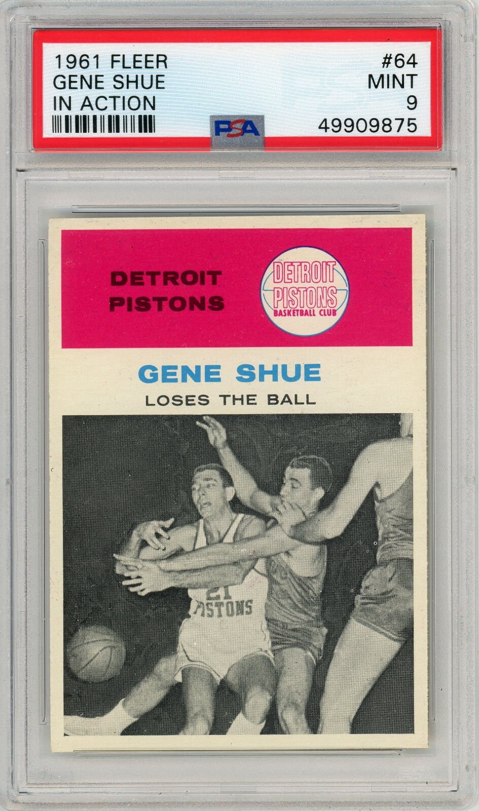 1961 Fleer Basketball #64 Gene Shue In Action PSA 9 - None Higher